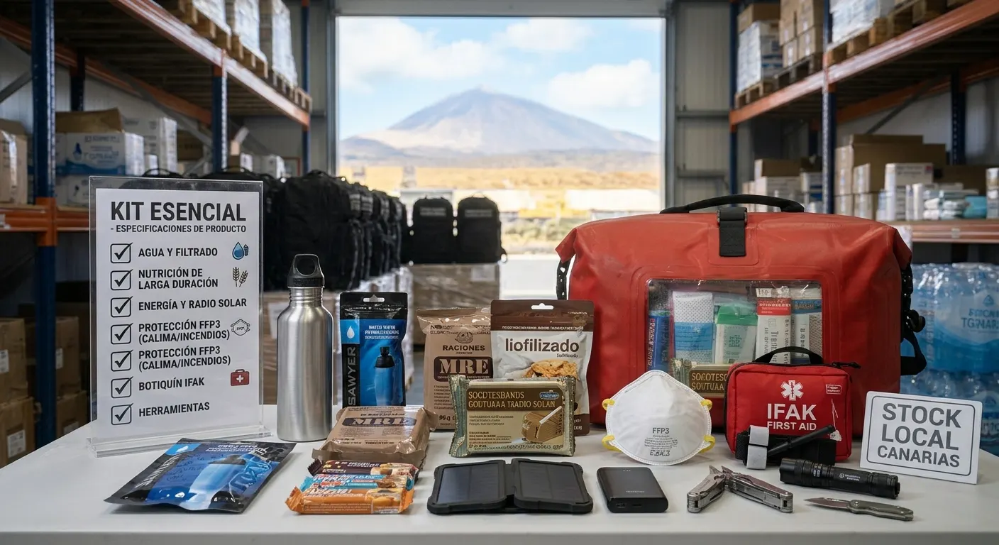 Kit Esencial de emergencia con mochila y elementos básicos